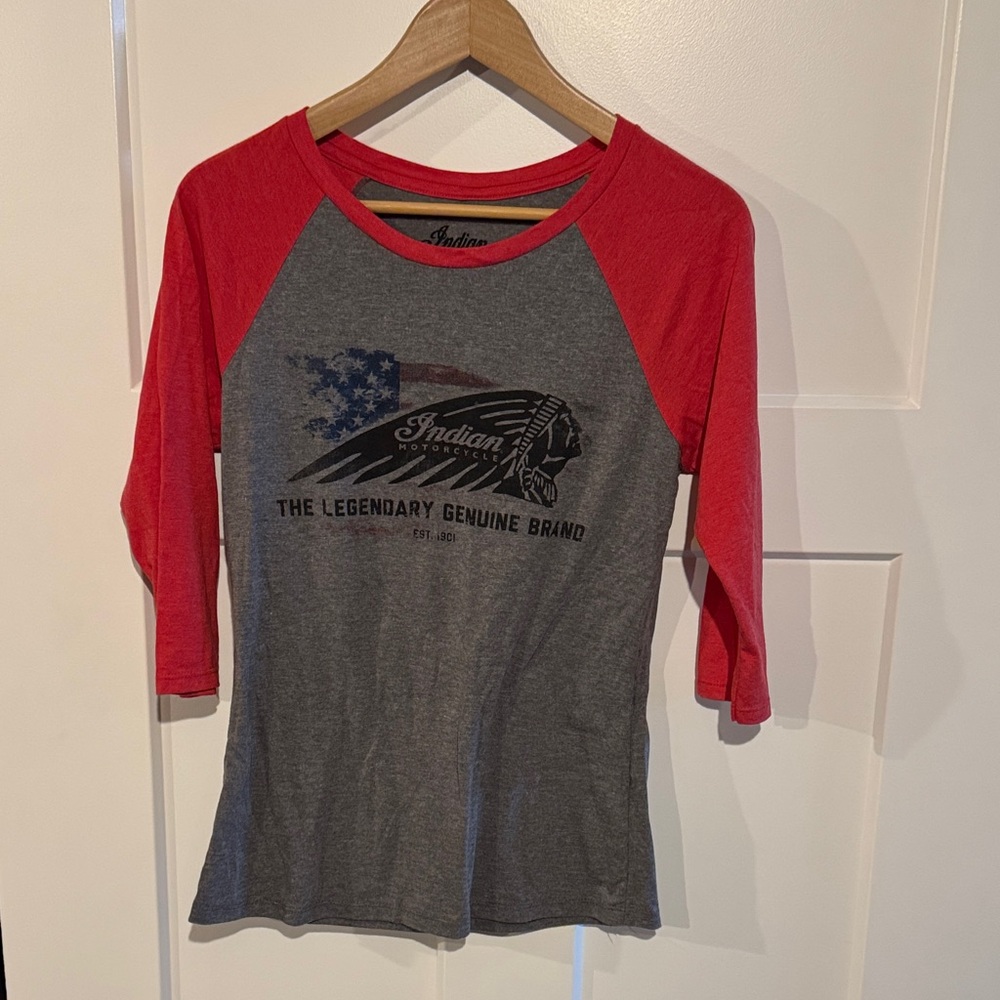 Indian Motorcycle Women's Raglan Jersey - Red & Gray
